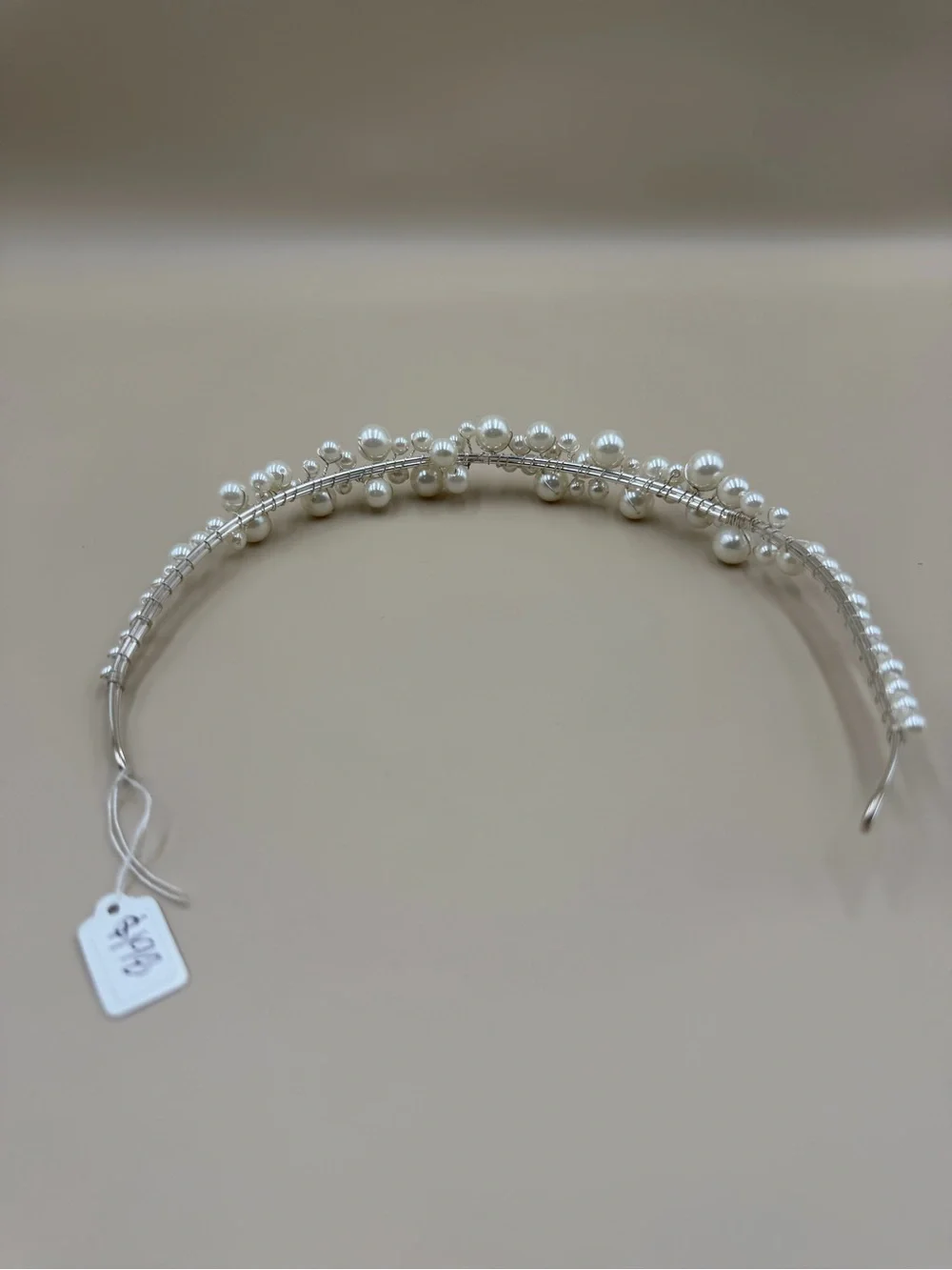 Bridal Pearl Headband Wedding Hair Accessory Ivory Faux Pearl Silver Tone NEW
